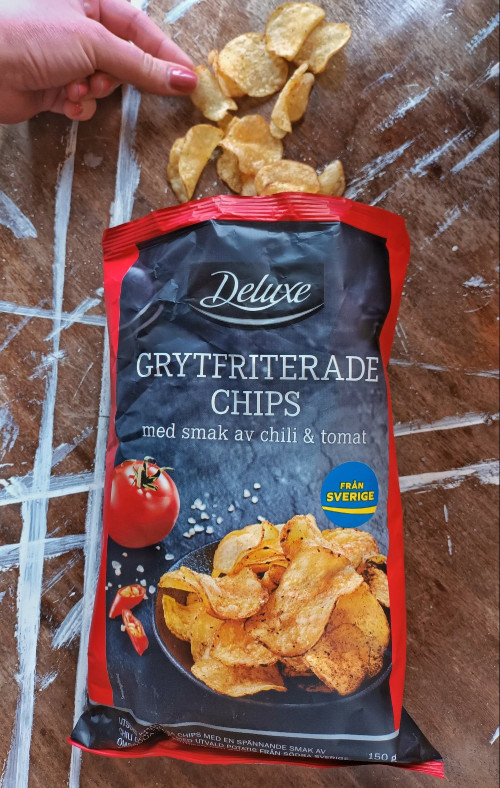 Chips 478: Deluxe - Grytfriterade chips med smak av chili & tomat