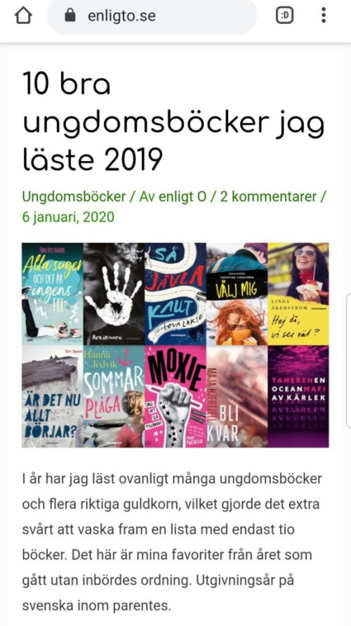 Lista över 10 bra ungdomsböcker 2019