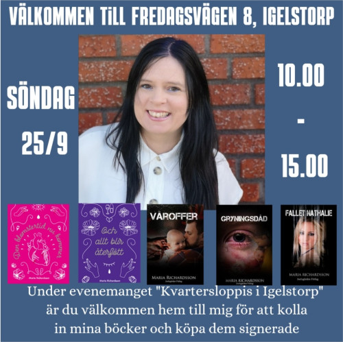 Söndag 25/9 kan du köpa mina böcker signerade i Skövde!