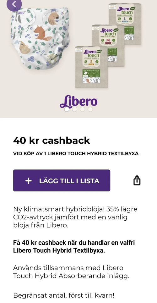 40 kr cashback på Libero textilbyxa...