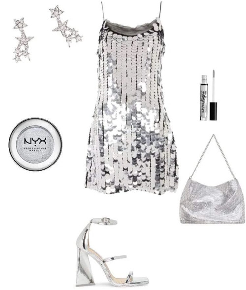 SHOPLOOK - SILVER PALJETT PARTY OUTFIT 