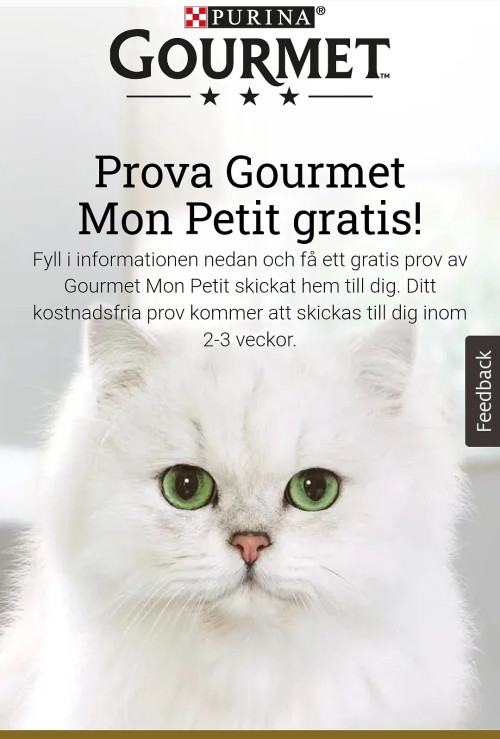 Få hem gratisprov Gourmet kattmat
